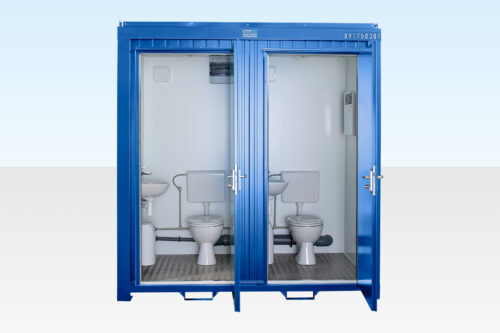 1+1 Double Mains Toilet 2.4m x 1.4m (RAL 5010) 1+1 Double Mains Toilet 2.4m x 1.4m (RAL 5010)