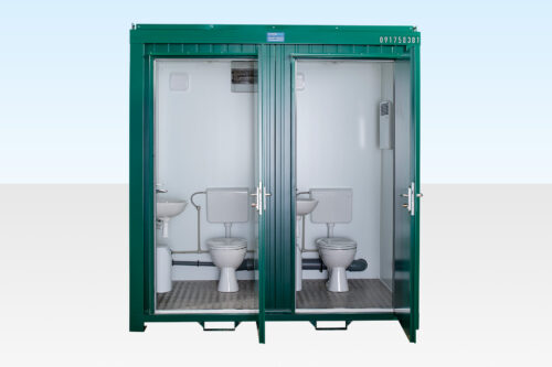 1+1 Double Mains Toilet 2.4m x 1.4m (RAL 6005) 1+1 Double Mains Toilet 2.4m x 1.4m (RAL 6005)
