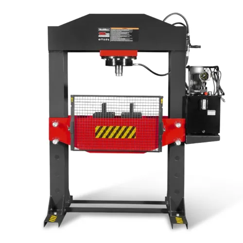 150 Ton H-Frame Electric Hydraulic Shop Press with Double-Acting Cylinder & Chain-Driven Table Lift, 110V Motor, Fully Welded Steel Frame, Safety... 150 Ton H-Frame Electric Hydraulic Shop Press with Double-Acting Cylinder & Chain-Driven Table Lift, 110V Motor, Fully Welded Steel Frame, Safety...